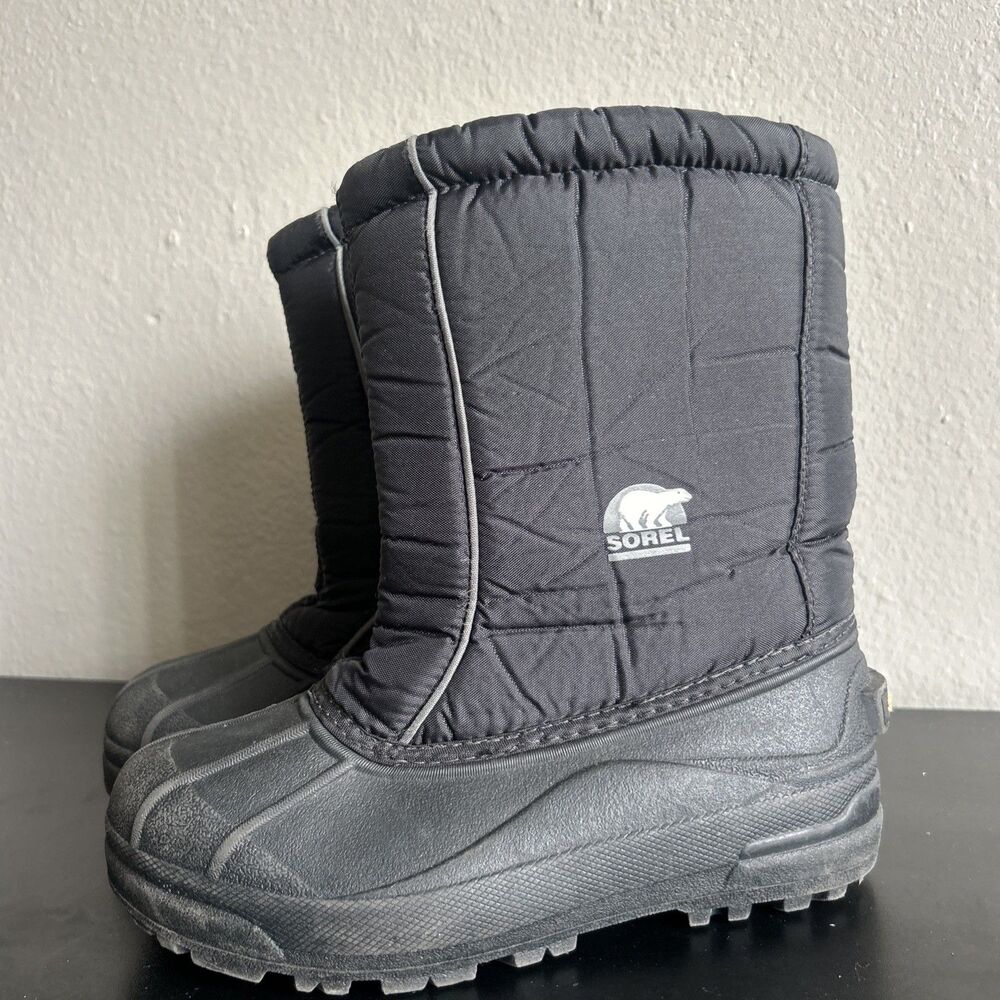 Sorel Black Fabric Snow Command Pull-On Boots Kids 5